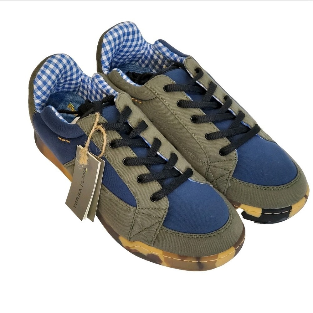 Terra Plana Worn Again Women's US 8.5 EU 39 UK 6 Blue Green Canvas Lace Up Shoes